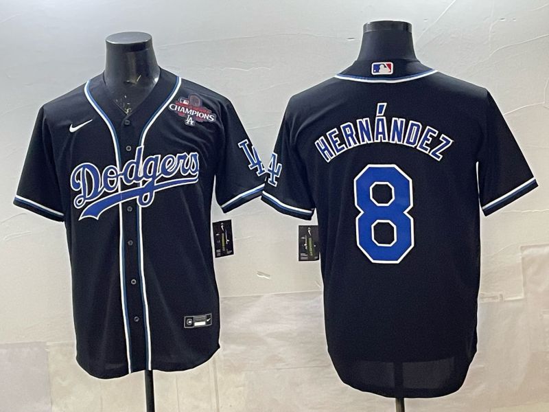 Men 2025 Nike Los Angeles Dodgers #8 Hernandez Black MLB Jersey style 0012